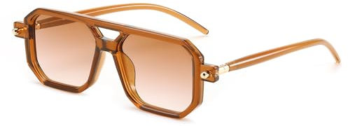 FEISEDY Retro 70er Jahre Sonnenbrille Damen Herren Vintage Flache Quadratische Brille mit UV400-Schutz B2622