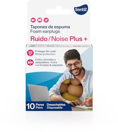 Senti2 Ohrstöpsel aus Schaumstoff, extra bequem und anpassbar, 20 Stück (10 Paar)