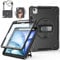 Miesherk Hülle für iPad Air 11 Zoll M3/M2 2025/2024 7./6. Gen: 3-Schichte robust stoßfest Case iPad Air 5/4 2022/2020-Displayschutzfolie-Stifthalter-Drehbarer Ständer-Handschlaufe-Schultergurt-Schwarz