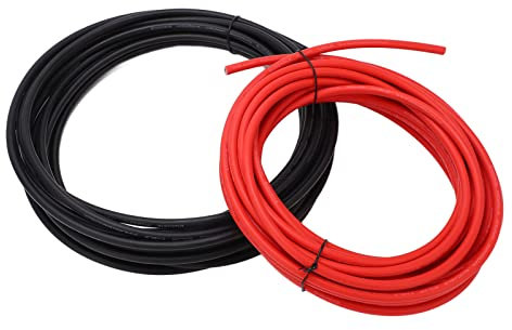 Mumusuki 2 Pcs Solar Panel Wire Black Solar Panel Wire, Solar Extension Cable Red Tinned Copper Wire PV Wire Solar Panel Extension Cable (10mm² 50m)