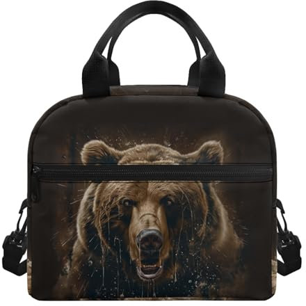 TOADDMOS 3D Bear Large Insulated Lunch Bag Portable Picnic Bag for Adults Children Cooler Warm Food Container Pouch