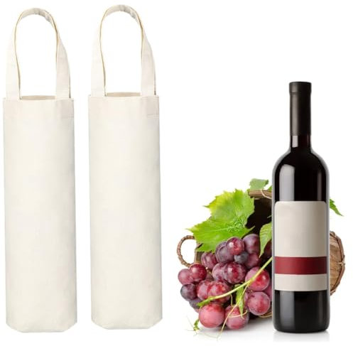 KSOIQPU 2 Bolsas de Yute para Botellas de Vino, Bolsa de Lona portátil, bolsa botella vino,botella almacenar agua