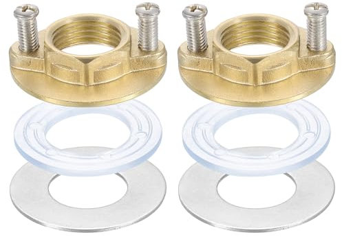 sourcing map 2Sets Female Thread Hex Lock Nut G1/2 Stainless Steel 304 Single Hole Faucet Lock Nuts with Gasket, Faucet Fixing Tool Set for Kitchen Bathroom Basin Sink