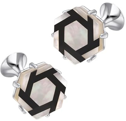 Asienice Sechseckige Manschettenknöpfe Personalisiert Silber manschettenknöpfe für herren