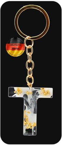 KEYSPACE Schlüsselanhänger Buchstabe-süße Buchstaben Anhänger Gold Weiß-elegant personalisierte Schlüsselanhänger mit Namen-Schlüsselanhänger Name-kleine Geschenkideen Geburtstag Freundin
