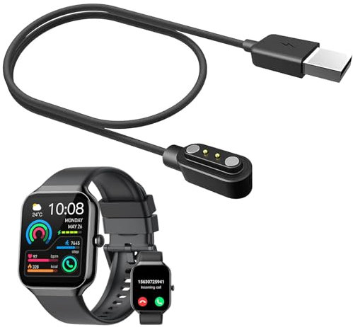 Compatible para Cable USB Compatible para Smartwatch Jugeman Reloj Inteligente Hombre Mujer 1.96 P99 (Negro)