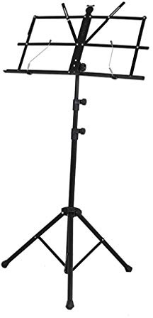 Notenständer, verstellbar, zusammenklappbar, mit Tragetasche, Höhe 60 cm, 180 cm, ideal für Instrumentalaufführungen, Schwarz