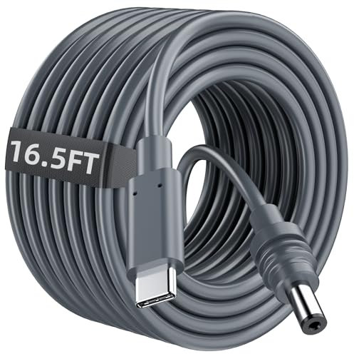 DuHeSin Starlink Mini Cable, 16.5FT / 5M Starlink Mini USB C to DC Power Cable Cord 100W Input, Waterproof USB Type C to DC Cable for Power Bank 65W+ PD Source