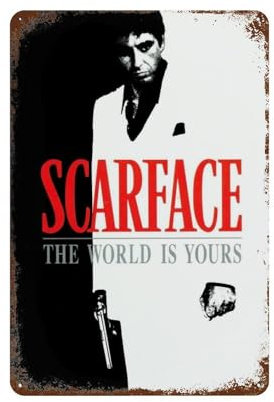 LZHUYE Scarface The World Is Yours by Scarface, gemaltes Eisenblech mit Rost-Poster, Gemälde, Vintage-Poster, kreatives Poster, Heimästhetik, Wandkunst, Leinwand-Poster, Malstil, 630 x 20 cm