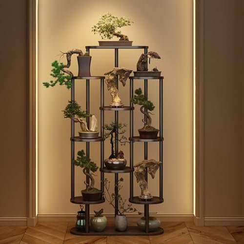 Blumenständer im Retro-Stil, Pflanzenständer aus Holz for den Innenbereich, Hoher Pflanzenständer for Mehrere Pflanzen, Blumentreppe Indoor for Zimmer, Ecke, Balkon, Garten, Terrasse