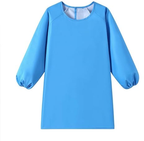 Cielary Kinder-Kittel, wasserdicht, Malschürze, lange Ärmel, Basteln, Künstler, Kittel für Kleinkinder von 3–10 Jahren, Blau, L(6-10 Years)