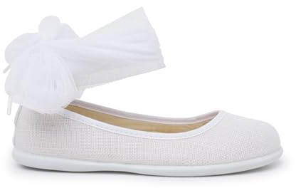 Pisamonas Leinen-Ballerinas Knöchelriemchen Tüllschleife