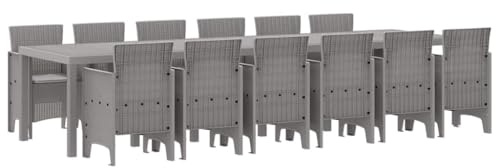 vidaXL Garten Essgruppe 13 pcs Hellgrau Polt Rattan