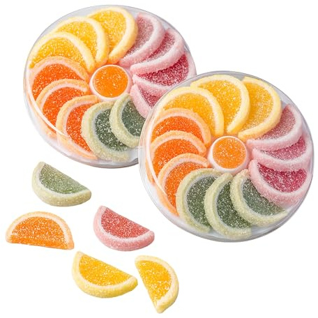 2x Fruit Jelly Sweets Gift Boxes (2x200g) - Tropical Fruit Slices, Orange Lemon, Apple, Cherry flavour jellies, jelly sweets, crystal candy, Valentines Gifts for him, Fathers day