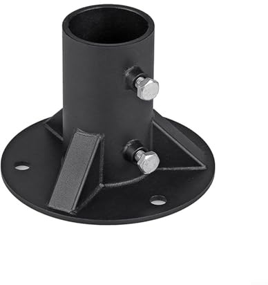 Pole Mounting Bracket with Metal Floor Flange, Heavy Duty Steel Post Base Plate for Fence, Railing or Lamp Post Installation, Round Base Design for(52mm)