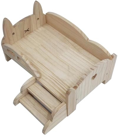 Yarryuter Spielbett Aus für Puppen Universelles Holzbett Holzpuppe DIY Mini-Spielbett für Puppen Kindertagsgeschenk (Hase)