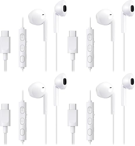 JVC Auriculares Cable Tipo C y Micrófono con Amplificador Incorporado para Mejor Sonido y Menor Ruido,Control Desde Botón, 2.5g y sin Cortes ni Retrasos - Cascos con Micro y USB-C HA-FR17UC-W, Blanco