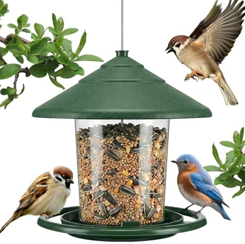 PBWZF Vogelfutterhaus zum Aufhängen, Wildvogel Vogelfutterspender zum Aufhängen, Vogelfutterstation Vogelhaus zum Aufhängen Wetterfest, Kunststoff Futterhaus für Vögel Geignet für Balkon Garten