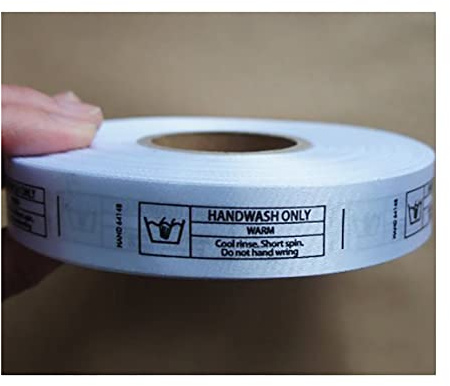 Fabric Printed Wash Care Labels- HAND WASH ONLY, 20mmWx68mmL, Roll of 1000 - Set of 2