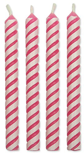PME Pink Striped Candles, Medium Size, 24-Pack