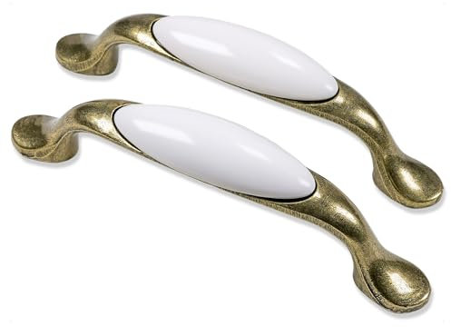 Mprofi MT 10 X Tiradores para Muebles-Manijas para Armarios de Cocina-Manijas para Armarios de Ropa-Manijas para Cómodas-Manijas de Cajón-Manijas Estilo Rústico de Porcelana 96mm