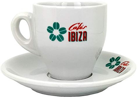 Milchkaffee Tasse Cafés Ibiza aus weißer Keramik (120 ml)