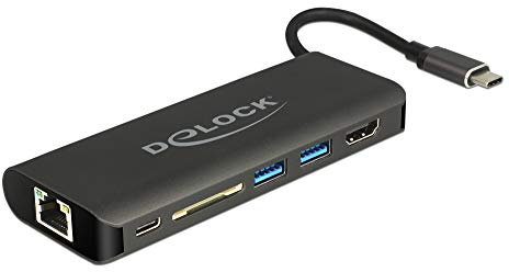 DeLock USB-C 3.1 Dockingstation HDMI 4K 30 Hz, Gigabit LAN und USB PD, 87721