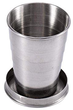 Fdit Tasse Pliable de Voyage S/M/L Tasse en Acier Inoxydable Camp Porte-Clés Design Tasse Télescopique Rétractable(S)