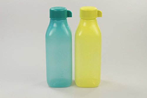 TUPPERWARE To Go Ecoflasche Eco 500 ml dunkel türkis + gelb Quader Ökoflasche 31262