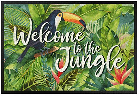 Bilderwelten Fußmatte Gummi Türvorleger Innen - Außenbereich Welcome to The Jungle 40 x 60 cm