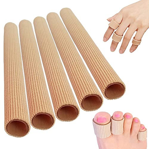 Tube de Coussin d'orteil, 5 Pièces Manchons d'orteil Protecteurs Tubes pour Orteils et Doigts en Gel Doux pour Cors Ampoules Callosités Soulagement de Douleur Silicone 15x2cm