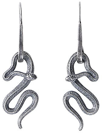 Damen Schlangen Ohrringe Schwarz Echt 925 Sterling Silber Mamba Schlange Hängeohrringe Schlangenohrringe Schmuck
