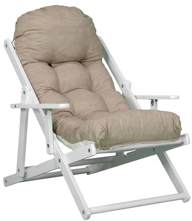 Liberoshopping Fauteuil Relax, inclinable en 3 Positions, Cadre de Jardin Blanc Coussin de transat Super rembourré de Haute qualité (Corde)