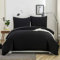 MOHAP Housse de Couette Réversible 220x240 / 65x65x2 cm Noir + Gris Foncé Parure de Lit Bicolore pour 2 Personnes Fermeture Éclair Sets de Housse Couette