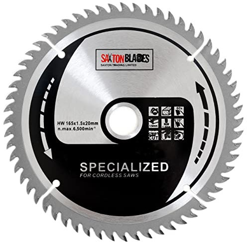 Saxton 165mm Circular Wood Saw Blade Compatible with Milwaukee 15.87mm Ring (165mm x 60T 15.87mm Ring)
