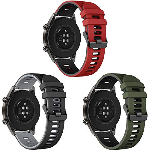 Songsier Armband Kompatibel mit Huawei Watch GT2 Pro 46mm, Huawei Watch GT 3 Pro 46mm/ Watch GT 46mm/Watch GT Active/Watch 2 Pro/Galaxy watch 3 45mm/Galaxy Watch 46mm, 22mm Silikon Ersatzarmband