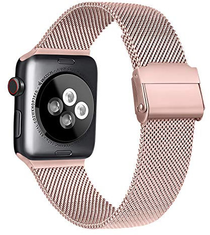 Meliya Cinturino Compatibile per Apple Watch 44mm 42mm 45mm 40mm 38mm 41mm Series 8 7 6 5 4 3 2 1 SE, in Metallo Milanese Acciaio Inossidabile
