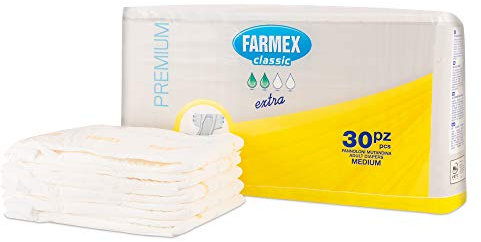Farmex Inkontinenz Windel für Erwachsene, TNT Extra saugfähige Einweg-Unterwäsche bei Blasenschwäche, atmungsaktiv und hypoallergen, hautfreundlich, 30 Windeln in Höschen, Größe M, 30 stück
