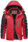 KEFITEVD Snowboardjacke Herren Softshelljacke Wasserdicht Übergangsjacke Gefüttert Outdoorjacke Wandern Trekking Jacke Winter Herrenjacke Männer Rot 2XL