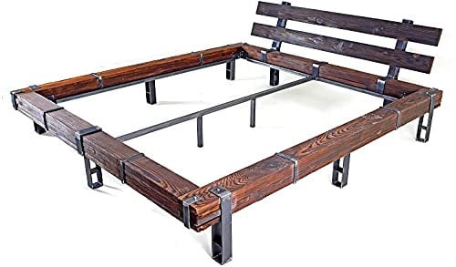 CHYRKA® Massivholzbett Balkenbett Doppelbett Massivholz LEMBERG Loft Vintage Industrie Design Handmade Holz Glas Metall (120 x 200 cm)