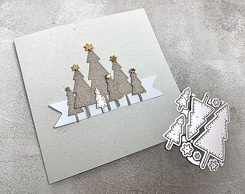 Cutting dies Stanzschablone Tanne Tannenbaum Weihnachtsbaum 3zack, bis 3x7,5 cm, 4-tlg