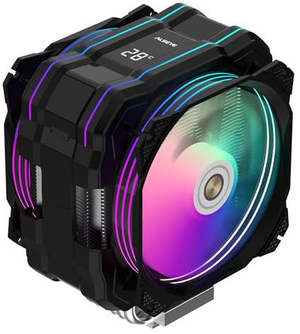 ALSEYE M120D Plus CPU Cooler, CPU Air Cooler with Temperature Display comes with Dual ARGB PWM 120mm Fans, supports Intel LGA 1700/1200 /115X /2011/2066 /1366 and AMD AM4/AM5