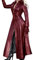 Hebezn Damen PVC Leder Trenchcoat Jacke Mit Reißverschluss Sexy Kleid Body Clubwear Langer Lack-Mantel (Color : Red, Size : S)