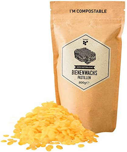 beegut Bienenwachs Pastillen - 100% natürliches Bienenwachs - perfekt für Kosmetik, Bienenwachstücher oder als Kerzenwachs - 1kg nachhaltig verpackt