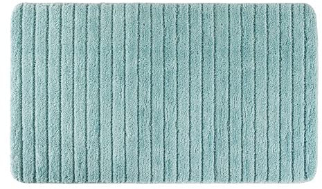 PANA Flauschige Badematte • Duschvorleger • Badezimmerteppich • Badteppich aus weichen Mikrofasern - rutschfest & waschbar • mit feinem Streifendesign • Größe: 65 x 110 cm • Farbe: Mint