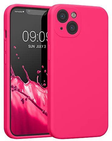 kwmobile Case Compatible with Apple iPhone 13 Case - Slim TPU Silicone Phone Cover - Soft Touch Finish - Neon Pink