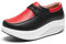 rismart Cuero Plataforma Zapatillas Balancin Mujer Cómodo Casual Caminar Zapato Negro Rojo,37