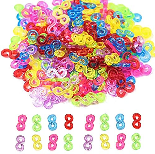 Clip a S in gomma, 1000 pezzi, clip per elastici in plastica, connettori di ricarica, kit per braccialetti a telaio, kit di ricarica fai da te