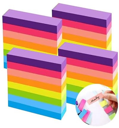 Dogmoon Sticky Notes, 1600 Sheets 8 Colors Self Sticky Notes Pad, Bright Post Stickies for Office Home School Meeting (76mmx16mm)