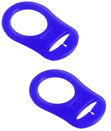 Silikon-Knopf-Ring, 2 Pcs Schnuller Adapter, Silikon Dummy Schnuller Halter Clip Adapter Ring, Silikonring für Schnuller (Blau)